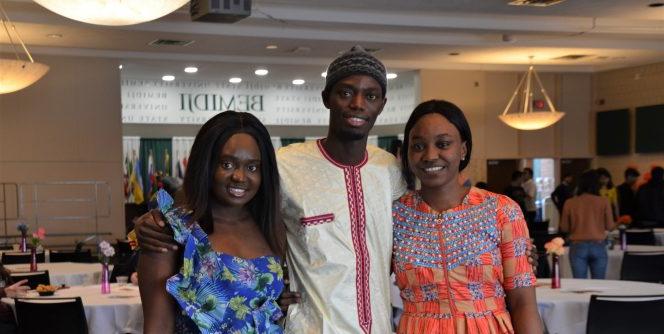 Students taking picture at festival of nations